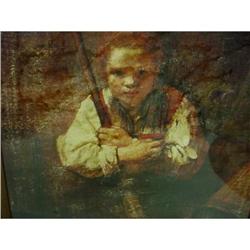 picture of lad holding rifle, intense protrayal #854196