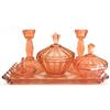 Image 1 : Pink Depression Glass Art Deco Vanity  Set #854623
