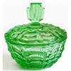 Image 1 : Green Depression Glass Art Deco Powder Jar #854700