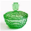 Image 1 : Green Depression Glass Art Deco Powder Jar no2 #854702