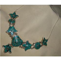 Sterling Silver Turquoise Drop Necklace 17" #865320