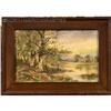 Image 1 : "Lakeview, Shore & Trees", Framed Watercolor by #876467