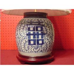 CHINESE BLUE AND WHITE CANTON TABLE LAMP #876528