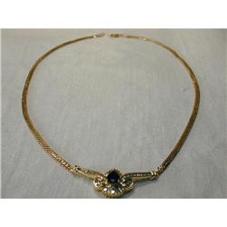 Estate 14K Gold YG Sapphire Diamond Necklace #876979