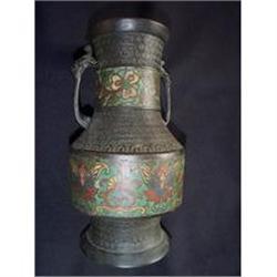 Antique Champleve Japanese bronze vase #877080