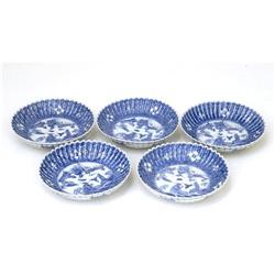 5 Old Japanese Blue & White Imari Dragon Dish #877145