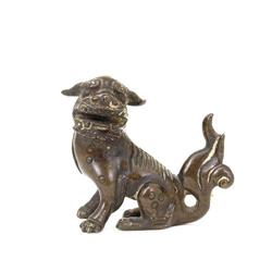 18C Chinese Bronze Seated Foo Fu Dog Lion  #877150