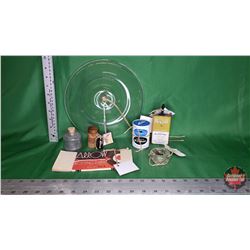 Ink Combo (Ink Eradicator, Blotting Paper, Ink Well, Pen Nibs, etc) & Oil Lamp Clear Glass - Smoke G