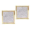 Image 1 : Round Pave-set Diamond Square Cluster Earrings 1/2 Cttw 10kt Yellow Gold