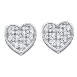 Diamond Heart Cluster Earrings 1/4 Cttw 10kt White Gold