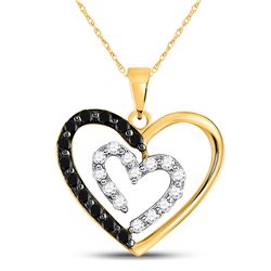 Round Black Color Enhanced Diamond Heart Pendant 1/2 Cttw 14kt Yellow Gold