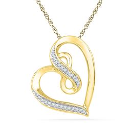 Diamond Heart Infinity Pendant 1/10 Cttw 10kt Yellow Gold