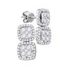 Image 1 : Diamond Convertible Square Dangle Jacket Earrings 1-3/8 Cttw 18kt White Gold