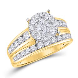 Diamond Bridal Wedding Engagement Ring Band Set 1-3/8 Cttw 14kt Yellow Gold
