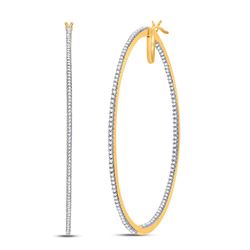 Diamond Large Hoop Earrings 3/4 Cttw 10kt Yellow Gold