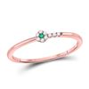 Image 1 : Round Emerald Diamond Slender Stackable Band Ring 1/20 Cttw 10kt Rose Gold