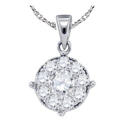Diamond Cluster Pendant 1/4 Cttw 14kt White Gold