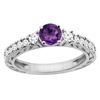 Image 1 : 1.10 CTW Amethyst & Diamond Ring 14K White Gold - REF-79Y3V