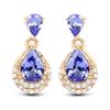 Image 1 : 1.12 ctw Tanzanite & Diamond Earrings 14K Yellow Gold - REF-34W6M
