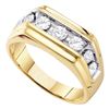 Image 1 : Mens Diamond Squared Edges Single Row Band Ring 1.00 Cttw 10kt Yellow Gold