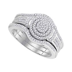 Diamond 3-Piece Bridal Wedding Engagement Ring Band Set 1/3 Cttw 10kt White Gold