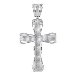 Mens Diamond Flared Roman Cross Charm Pendant 1-1/2 Cttw 10kt White Gold