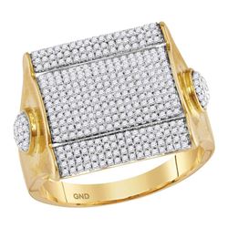 Mens Diamond Square Cluster Ring 1.00 Cttw 10kt Yellow Gold