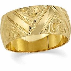 WIDE GOLD WEDDING BAND SZ 7 HAND ENGRAVED #832068