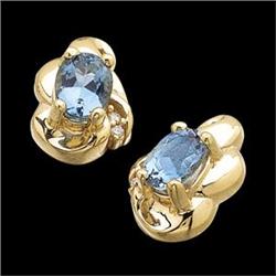 14k Earrings AQUAMARINES  DIAMONDS #832073