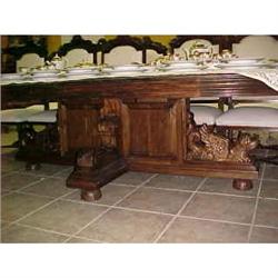 CARVED MAHOGANY BANQUET DINING TABLE #832147