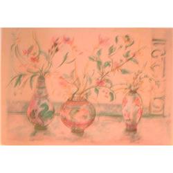 Chinese Vases Flowers  litho by  Edna Hibel #832192