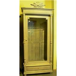 French 19th c. painted bonnetiere with glass #832202