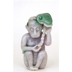 Lg Chinese Lavender Jadeite Jade Carved Monkey #832354