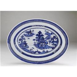 Old Chinese Export Blue White Nanking Platter #832374