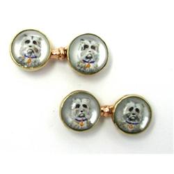 Dog's head Reversed Crystal Cufflinks #832404