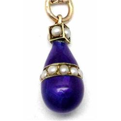 Gold, translucent blue enameled pendant #832417