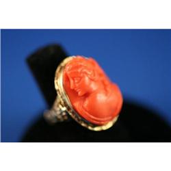 Edwardian High Relief Coral Cameo in 14K #832459