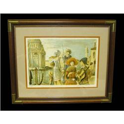 Venice Scene Litho Lithograph Venetian  Italian #832606