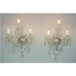 Pair Swarovski Lead Crystal Sconces Sconce  #832609