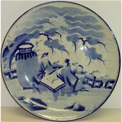 Japanese blue white Imari Charger Meiji era #832619