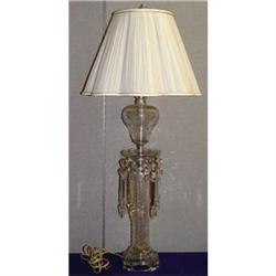 19c Victorian Etched Glass Crystal Parlor Lamp #832626