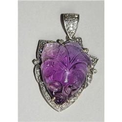 14kt Gold Diamond Amethyst Face Pendant 14k #832628