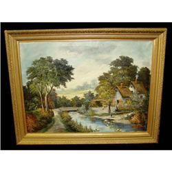 Cottage River Landscape Oil Painting Forest #832632