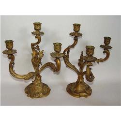 pr 19th Century French Dore Bronze Candelabra #832653