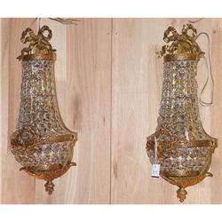 Pair of French Bronze and crystal sconces #832704