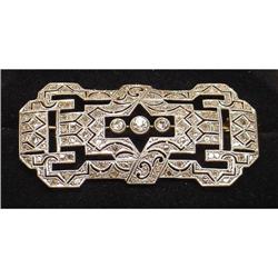 Art Deco 18K Gold & Platinum Diamond Brooch #832744