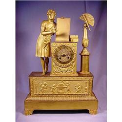 Empire Mercury Gilt Bronze Astronomer Clock  #832756