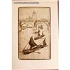 Image 1 : "Sailboats & Bridge" Etching by Unknown Artist, #836456