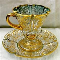 Moser Enameled Cup & Saucer #837055