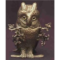 Owl Inkwell. Victorian. Brass #837479